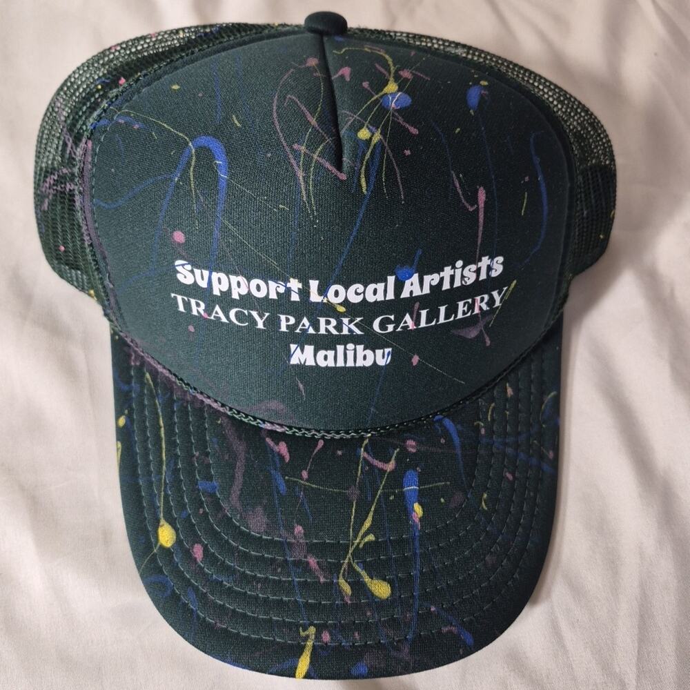 Tracy Park Gallery Malibu Trucker Hat Paint Splatter Snapback Cap One Size